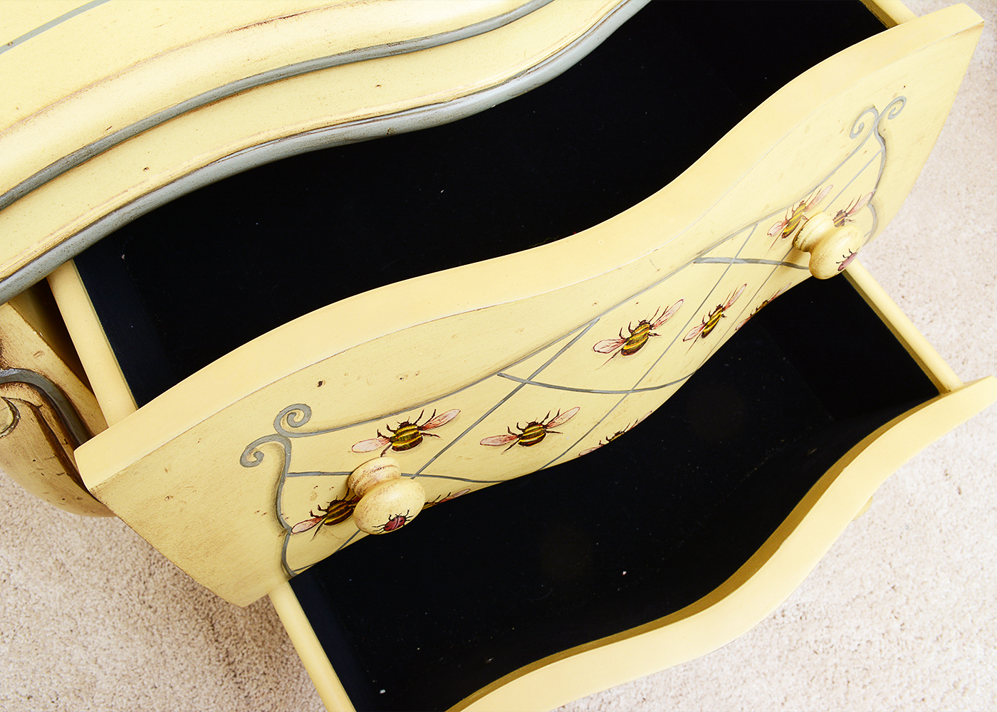 Bombe Chest of Drawers With Bee and Beetle Motif