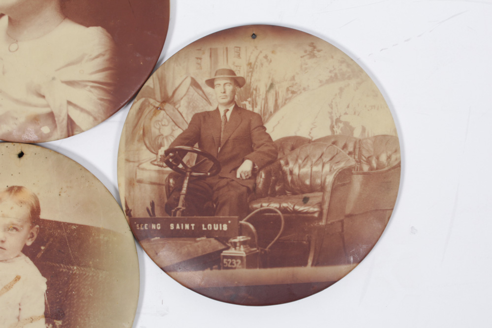 Antique Celluloid Tin Buttons