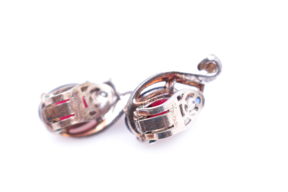 Trifari Vintage Sterling Silver Brooch and Earring Pair