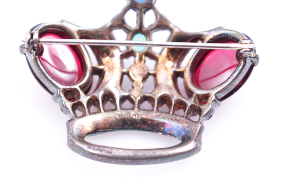 Trifari Vintage Sterling Silver Brooch and Earring Pair