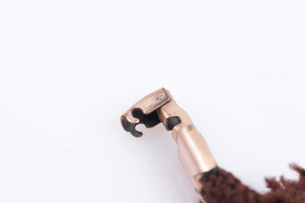 Vintage 18K Rose Gold Watch on Hair Over Cord Band