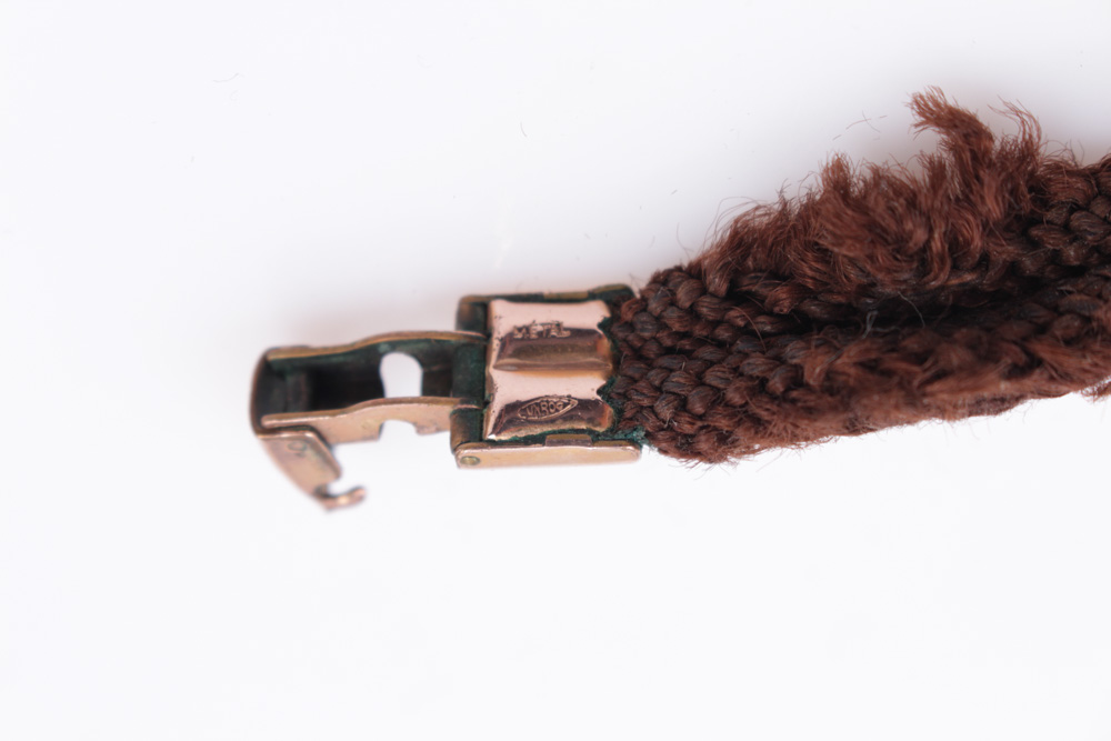 Vintage 18K Rose Gold Watch on Hair Over Cord Band