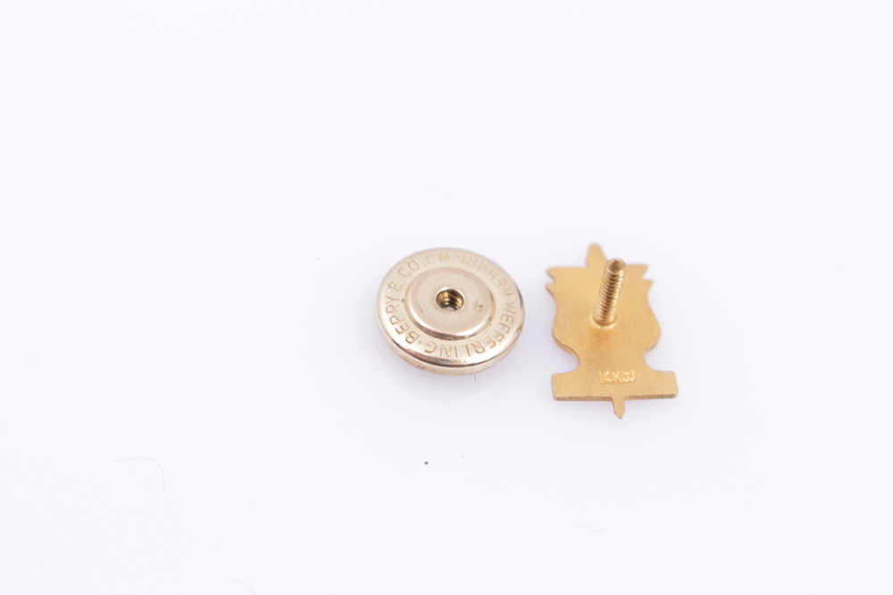 Vintage 14K Yellow Gold  I.E.S. Lapel Pin