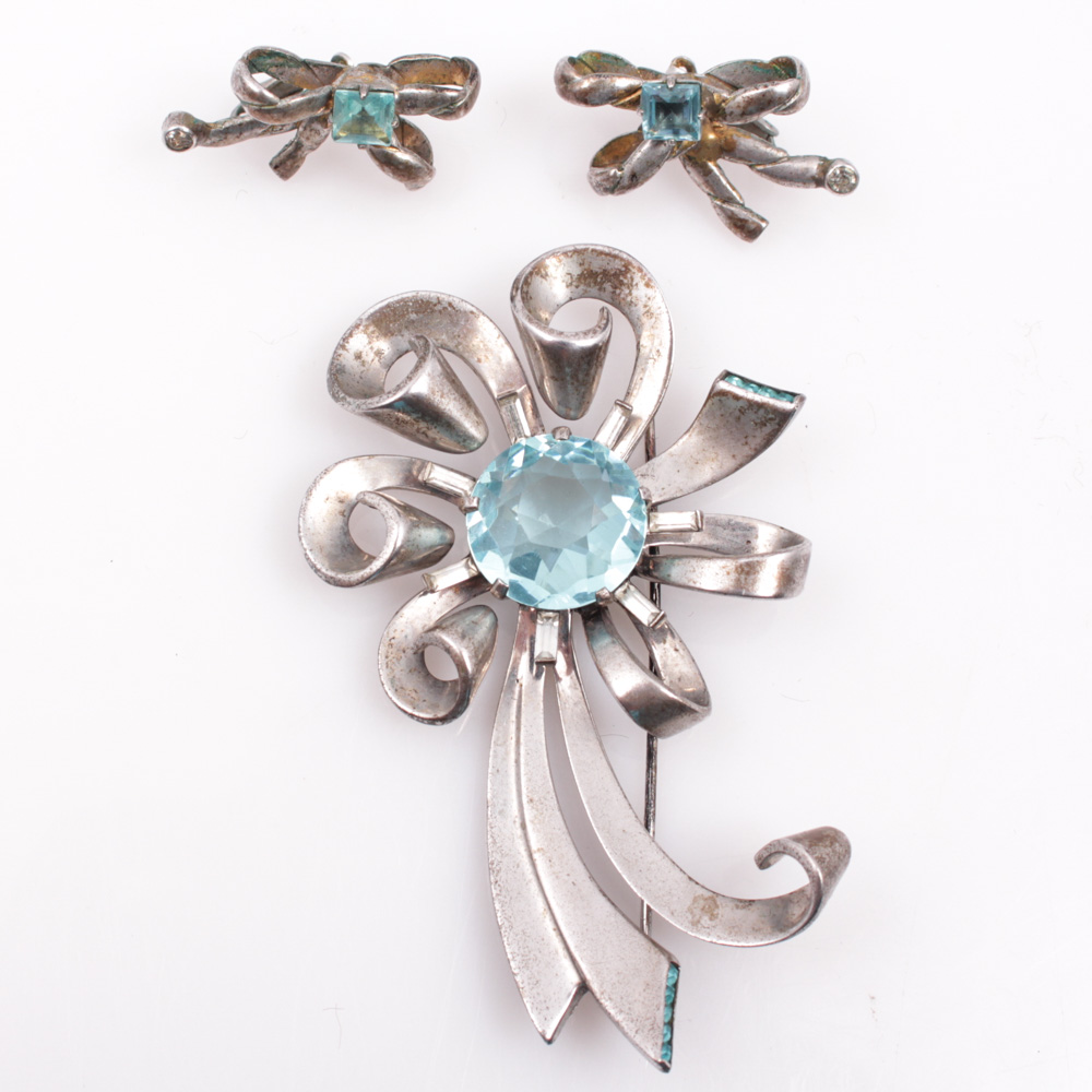 Sterling Silver With Imitation Blue Topaz