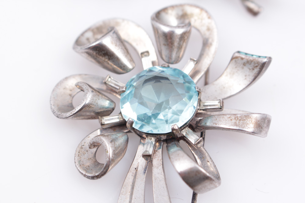 Sterling Silver With Imitation Blue Topaz