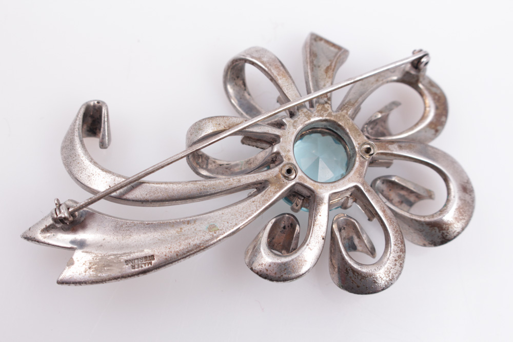 Sterling Silver With Imitation Blue Topaz