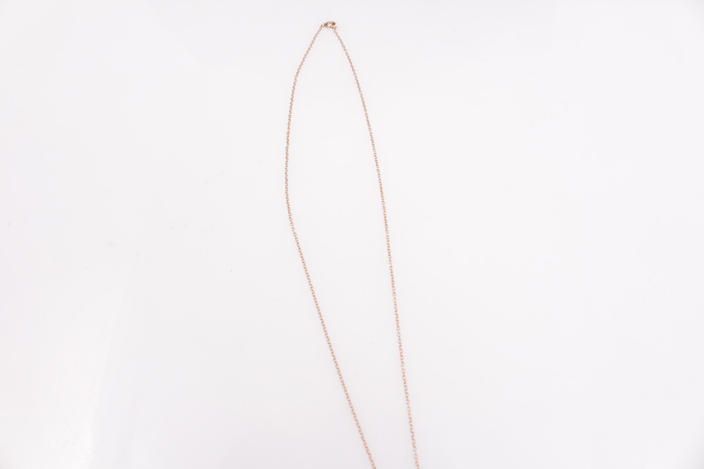 10K Rose Gold Necklace With Synthetic Spinel and Seed Pearl Pendant