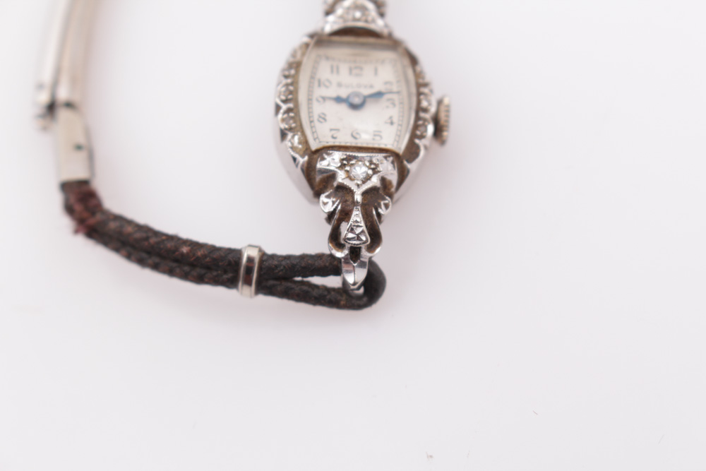 Bulova 14K White Gold and Diamond Watch