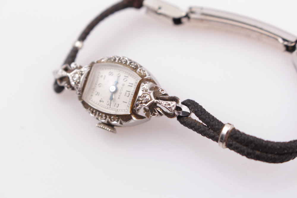 Bulova 14K White Gold and Diamond Watch