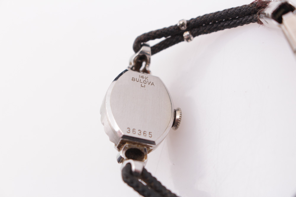Bulova 14K White Gold and Diamond Watch
