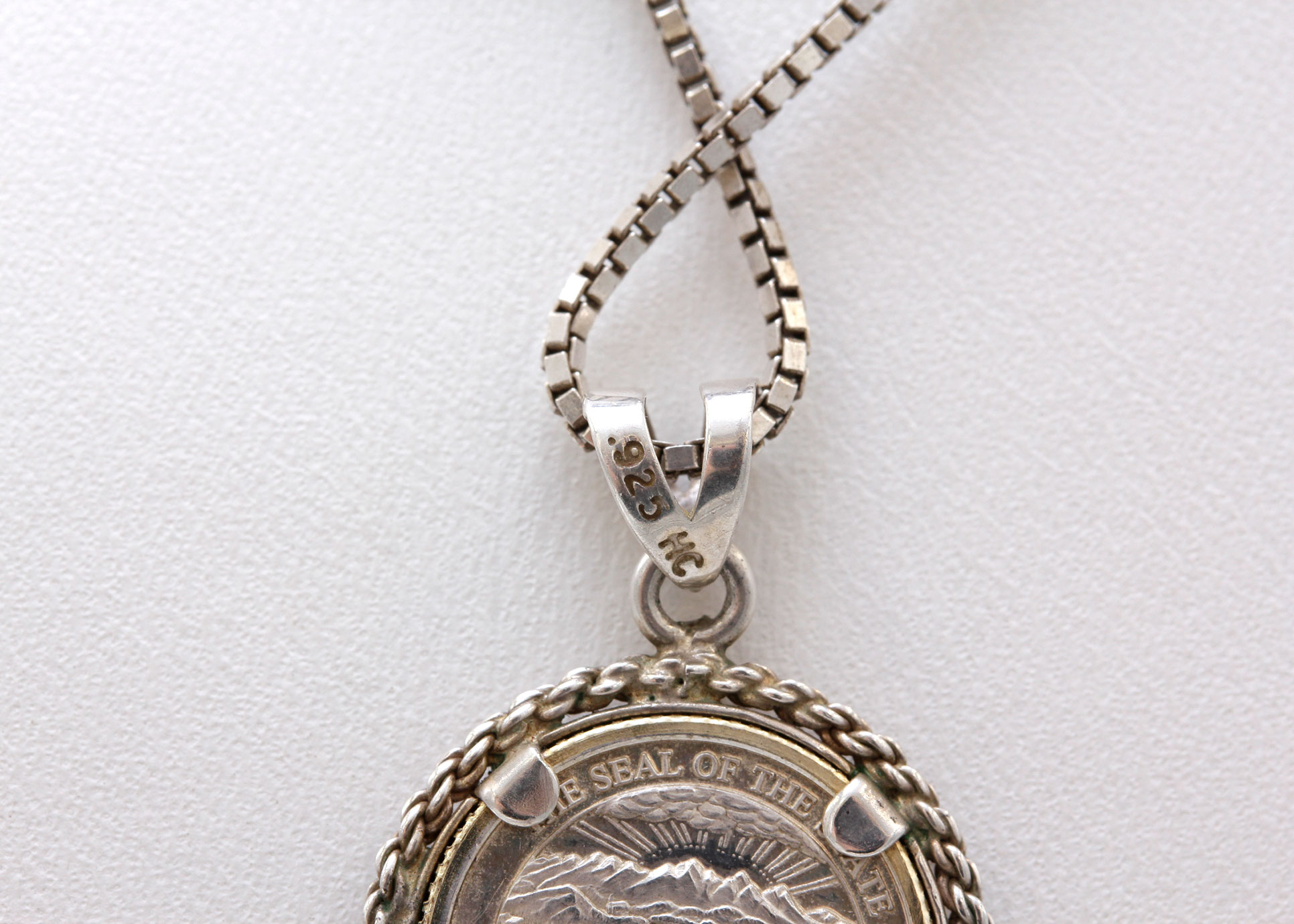 Sterling Silver Alaskan State Seal Pendant Necklace