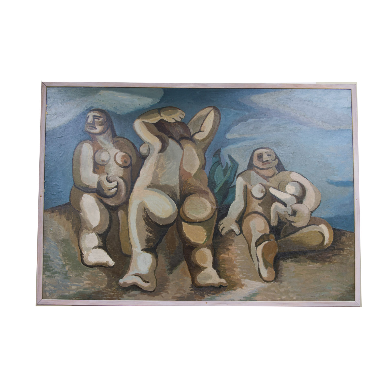 Noel Martin Large Painting on Board "Three Ladies" (1947)