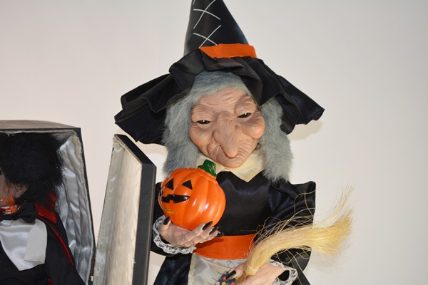 Halloween Decorations Vampire Coffin and Motionette Illuminated Witch