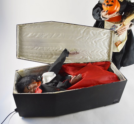 Halloween Decorations Vampire Coffin and Motionette Illuminated Witch