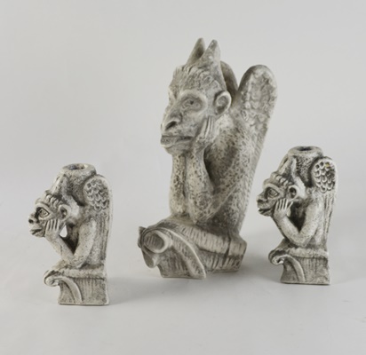 Gargoyle Statue and Gargoyle Candle Sticks