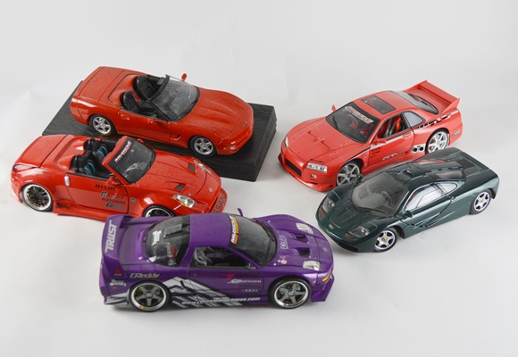 Five Die-Cast Model Cars
