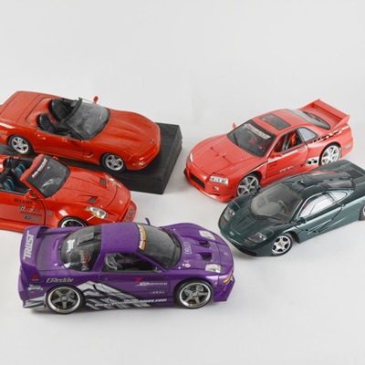 Five Die-Cast Model Cars