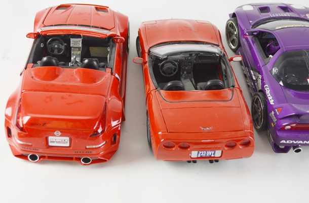Five Die-Cast Model Cars