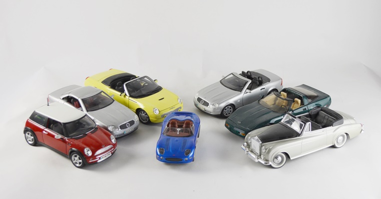Seven Die-Cast Model Cars