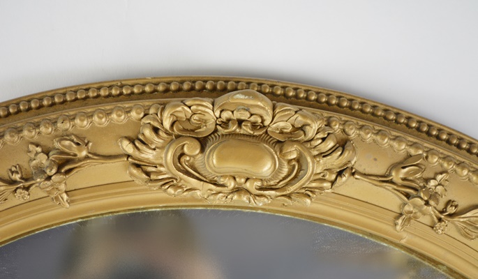 Oval Gold Tone Wall Mirror