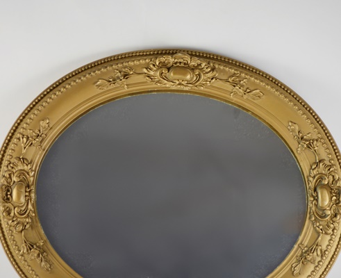 Oval Gold Tone Wall Mirror