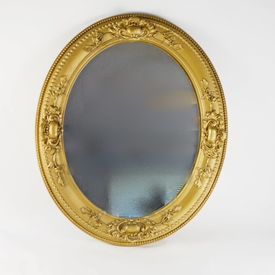 Oval Gold Tone Wall Mirror