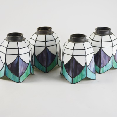 Four Stained Glass Pendant Shades