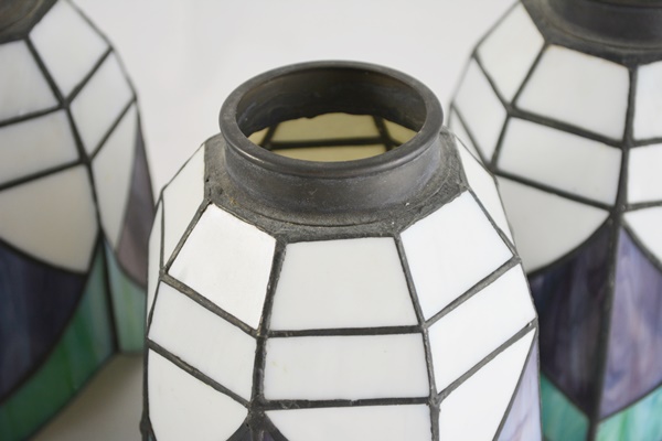 Four Stained Glass Pendant Shades