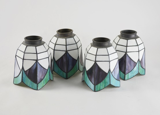 Four Stained Glass Pendant Shades