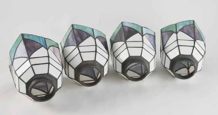 Four Stained Glass Pendant Shades