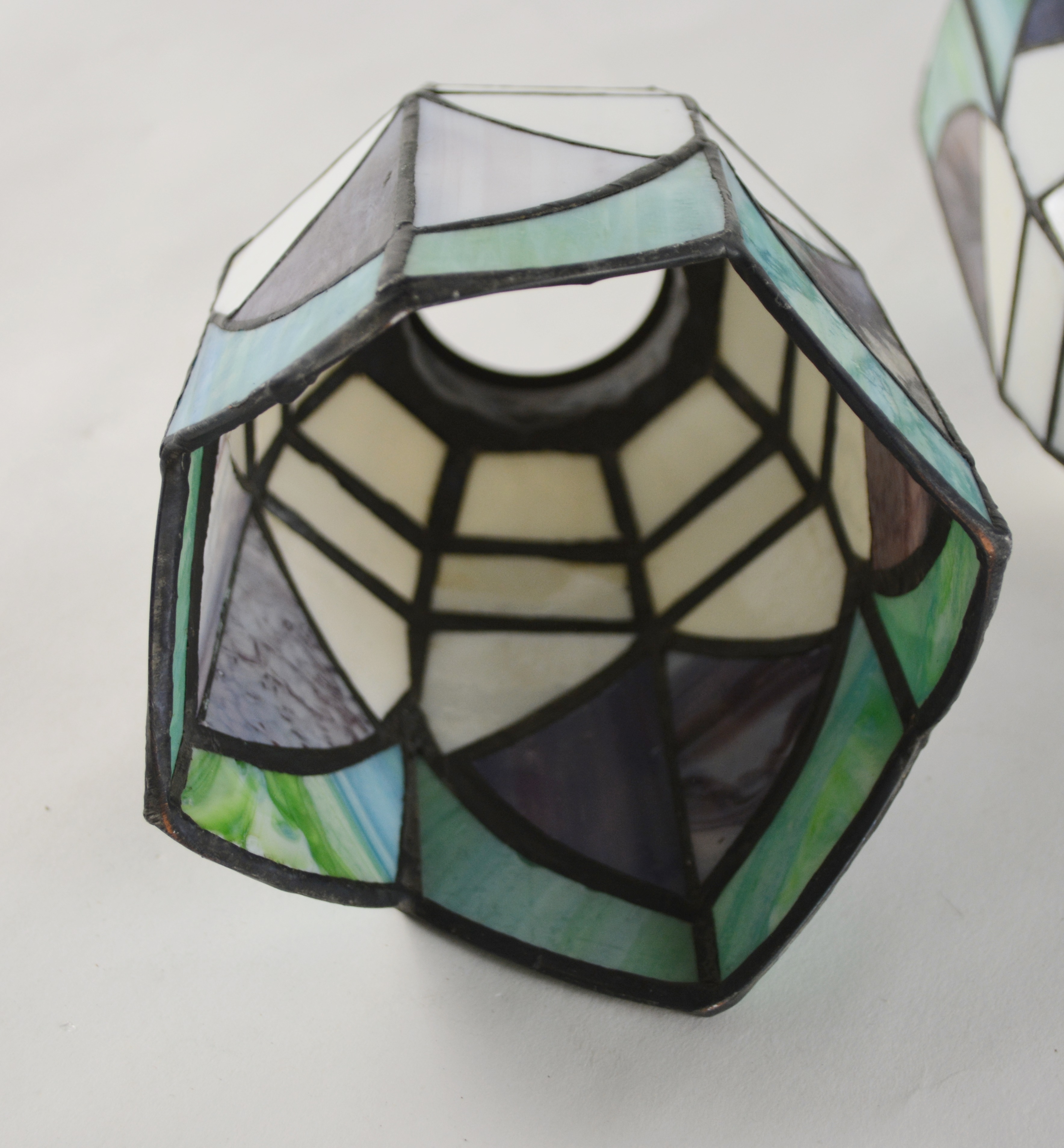 Four Stained Glass Pendant Shades