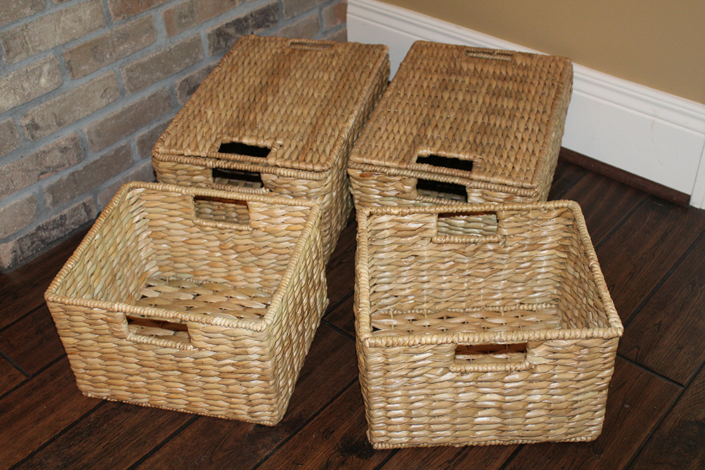 Set of Four Woven Stacking Storage Baskets