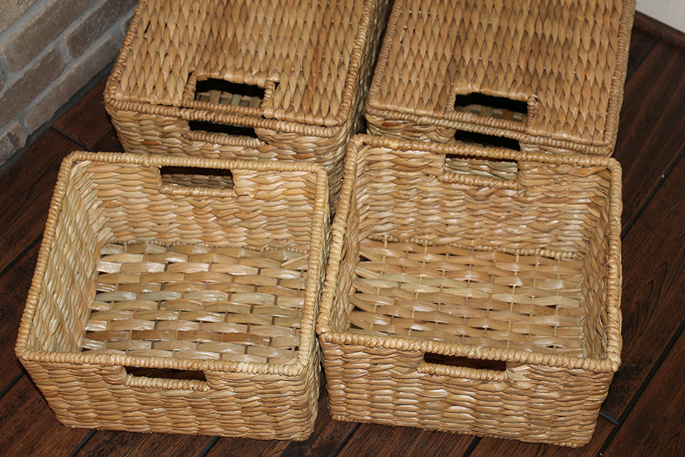 Set of Four Woven Stacking Storage Baskets
