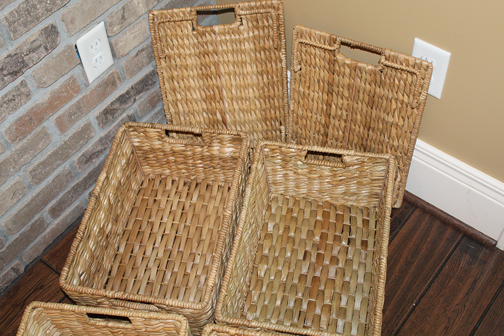 Set of Four Woven Stacking Storage Baskets