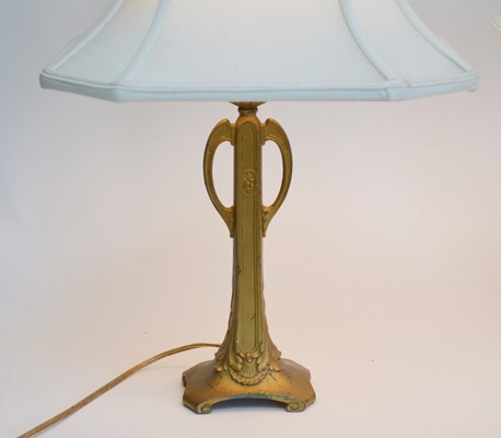 Pair of Art Deco Gold Tone Metal Table Lamps