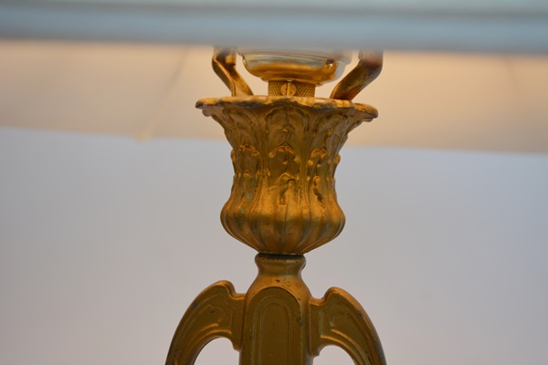 Pair of Art Deco Gold Tone Metal Table Lamps