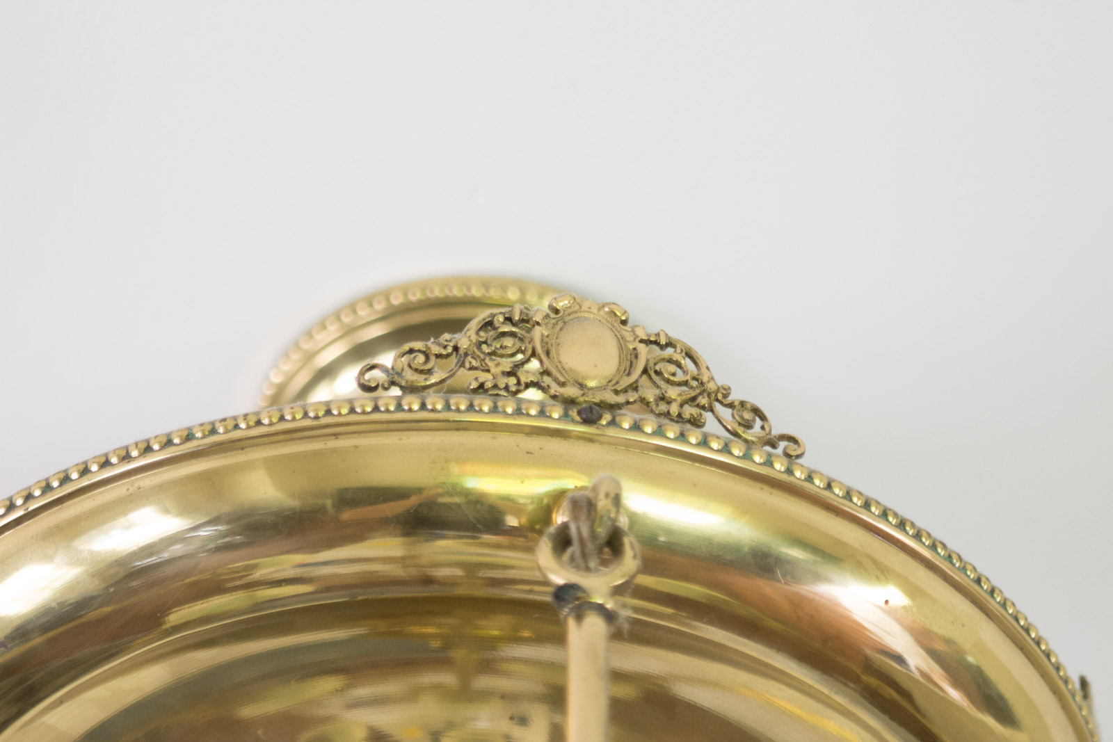 Antique Brass Chandelier with Quezal "Pulled Feather" Pattern Glass Shades