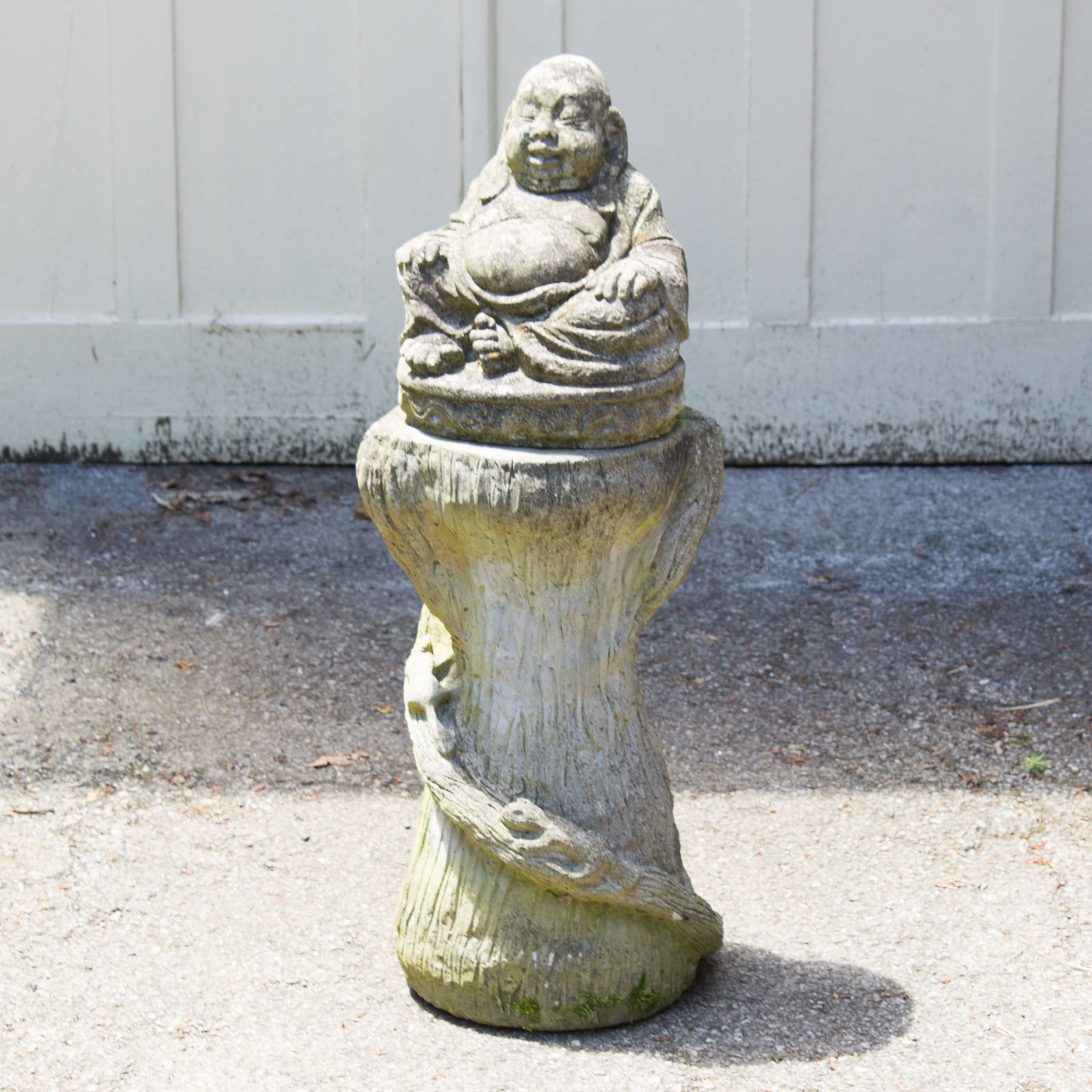 Concrete Hotei Laughing Buddha Yard Statue with Stand
