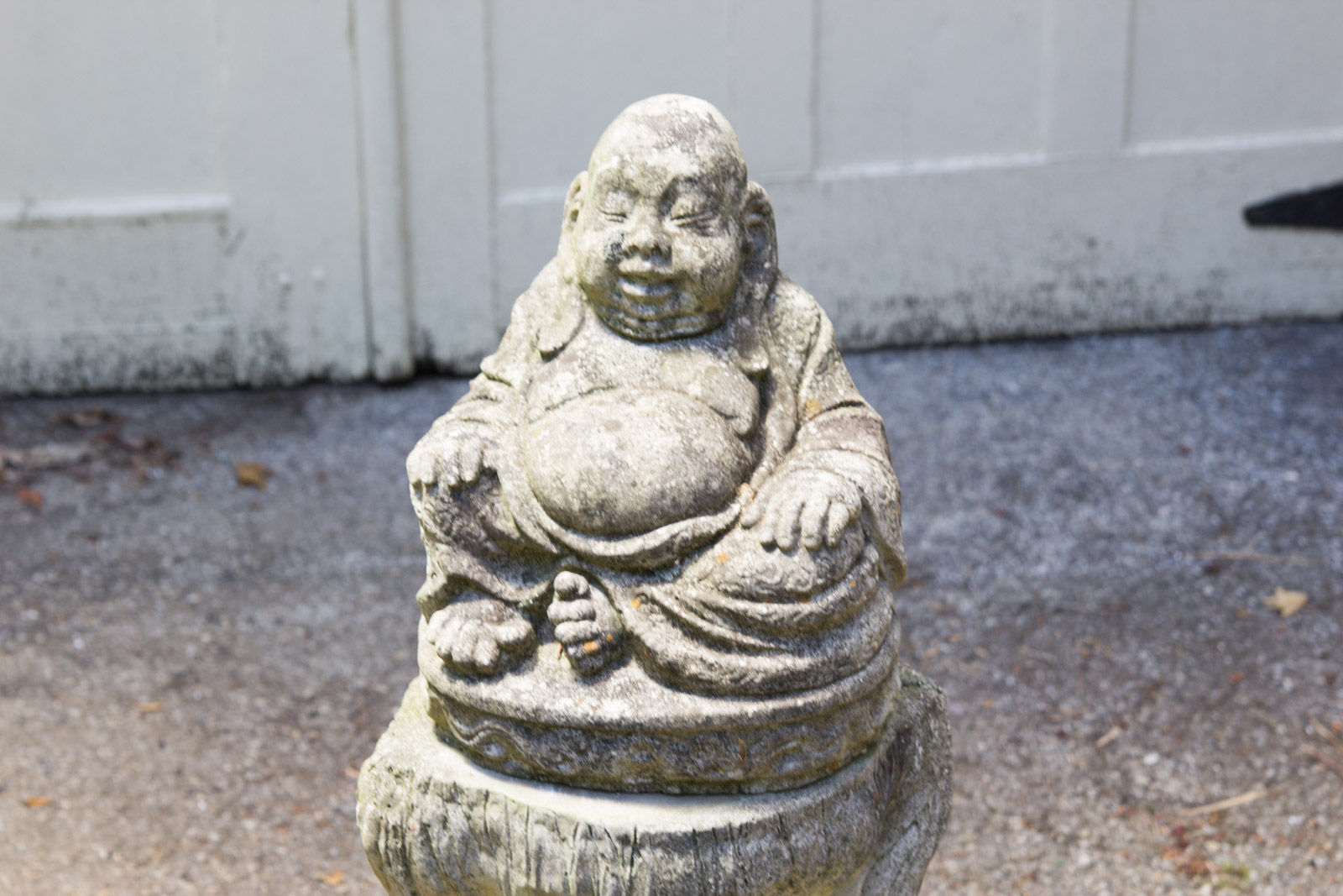 Concrete Hotei Laughing Buddha Yard Statue with Stand