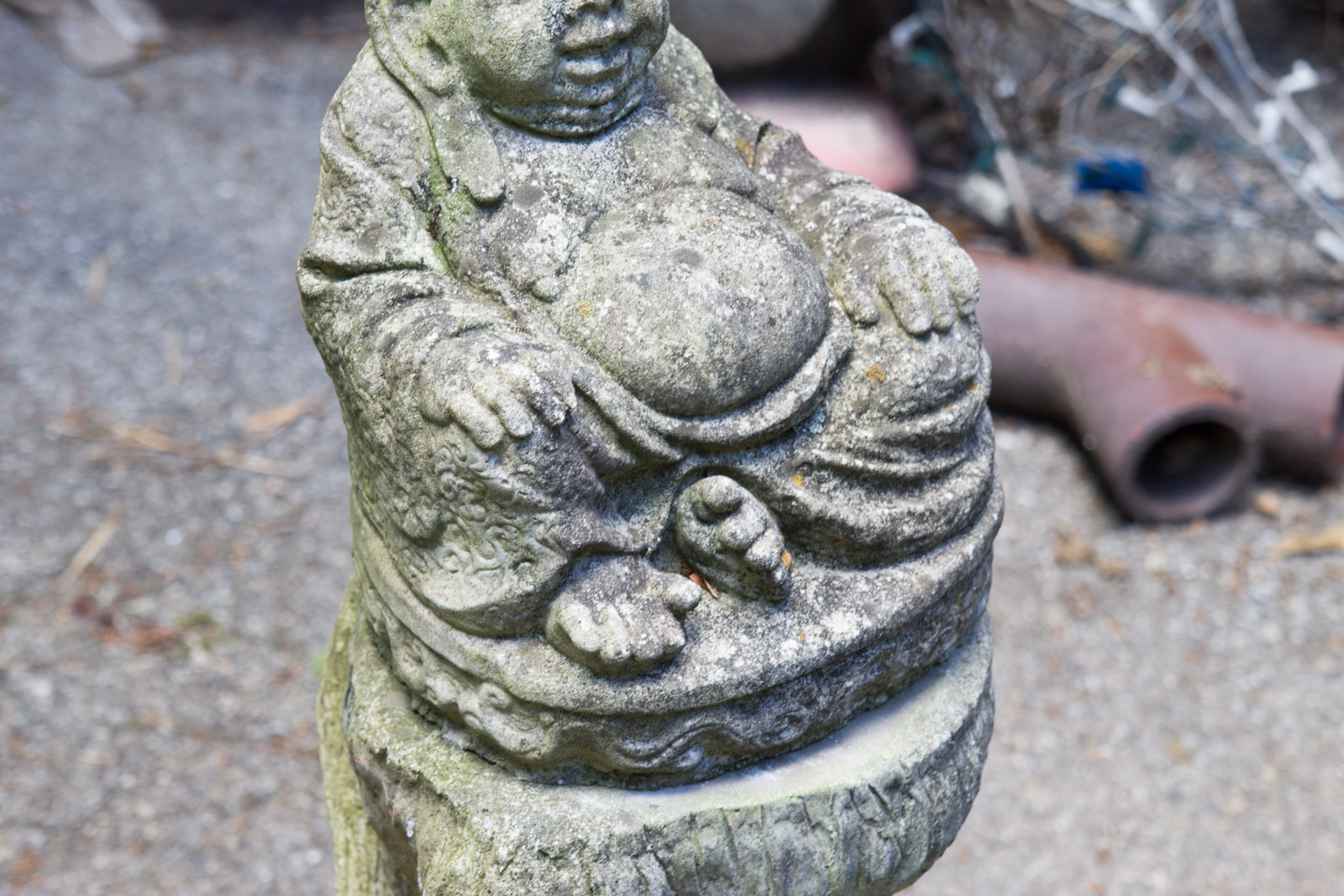Concrete Hotei Laughing Buddha Yard Statue with Stand