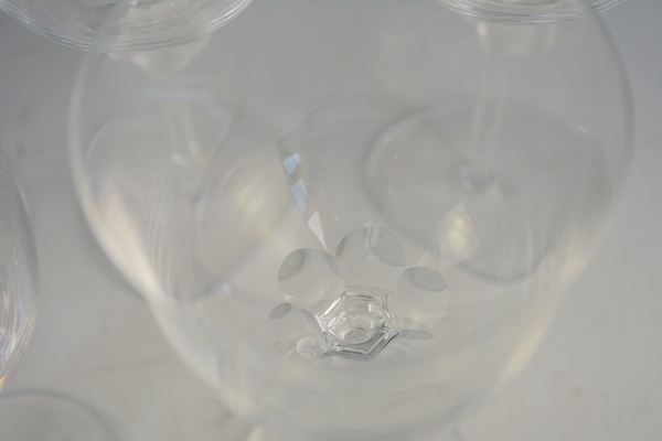 Seven Lalique Crystal Wine Glasses