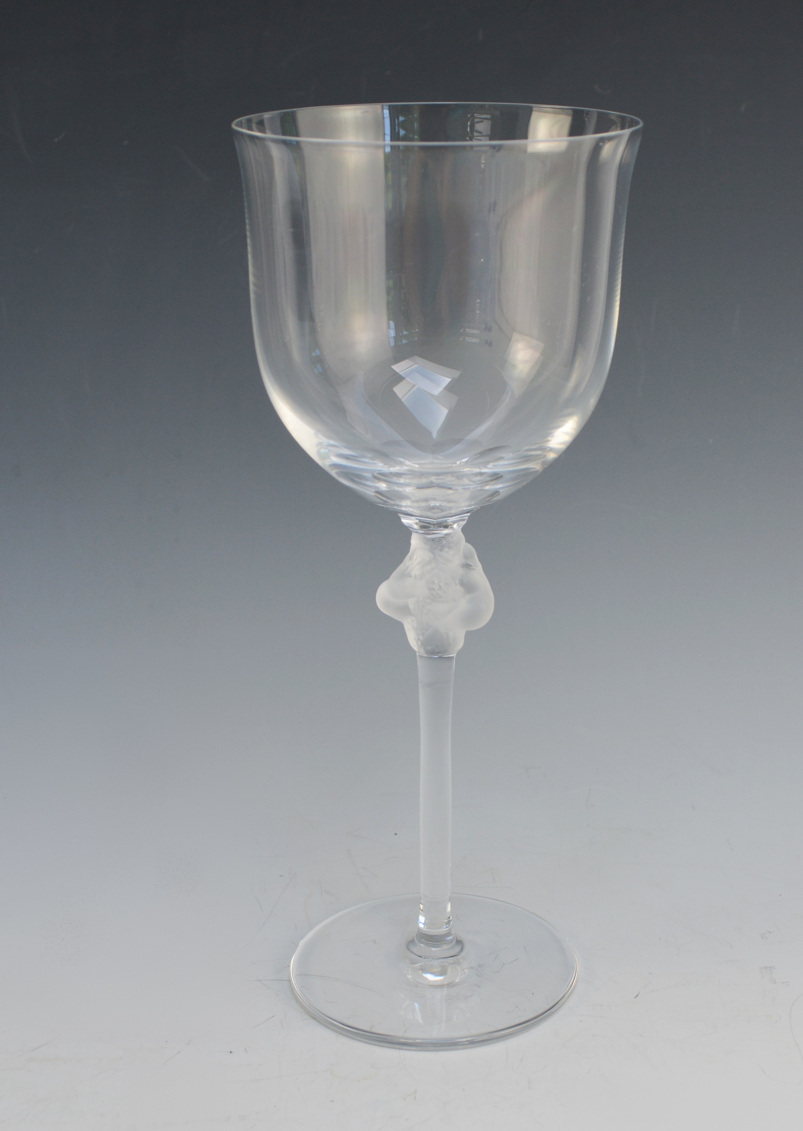 Seven Lalique Crystal Wine Glasses