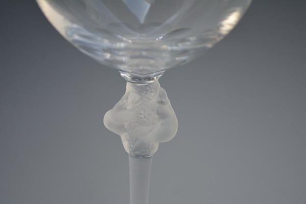 Seven Lalique Crystal Wine Glasses