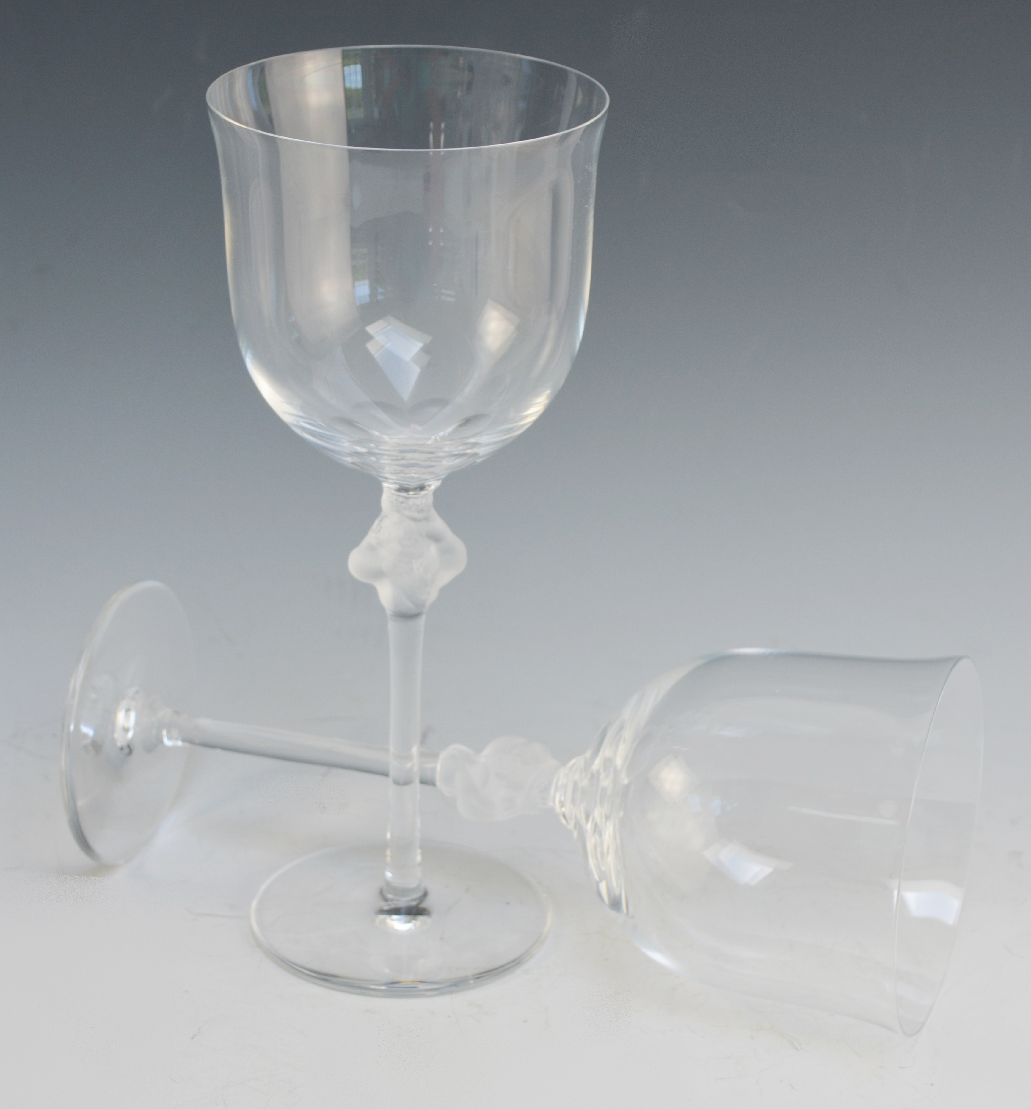 Seven Lalique Crystal Wine Glasses