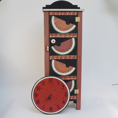 Watermelon Theme Clock and Cabinet