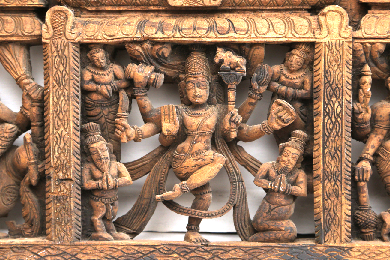 Large Hand Carved South Asian Wooden Wall Art