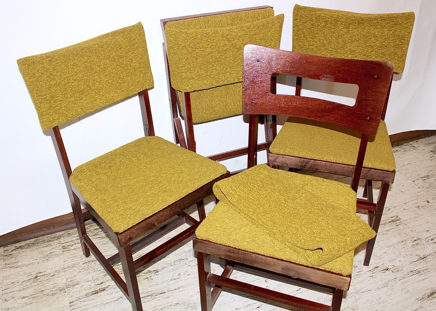 Set of Four Mid-Century Norquist "Coronet" Wood Folding Chairs