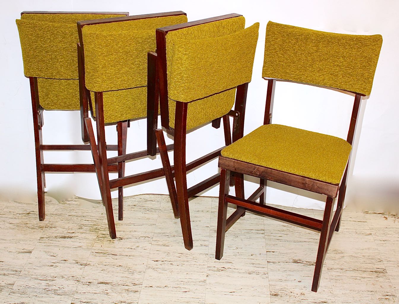 Set of Four Mid-Century Norquist "Coronet" Wood Folding Chairs