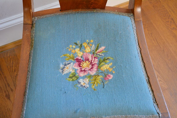 Pair of Vintage Mahogany Needlepoint Side Chairs