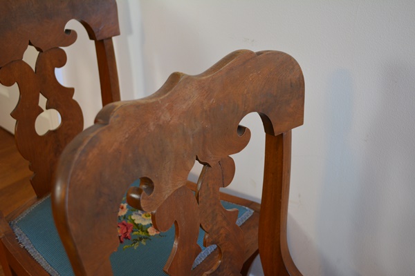 Pair of Vintage Mahogany Needlepoint Side Chairs